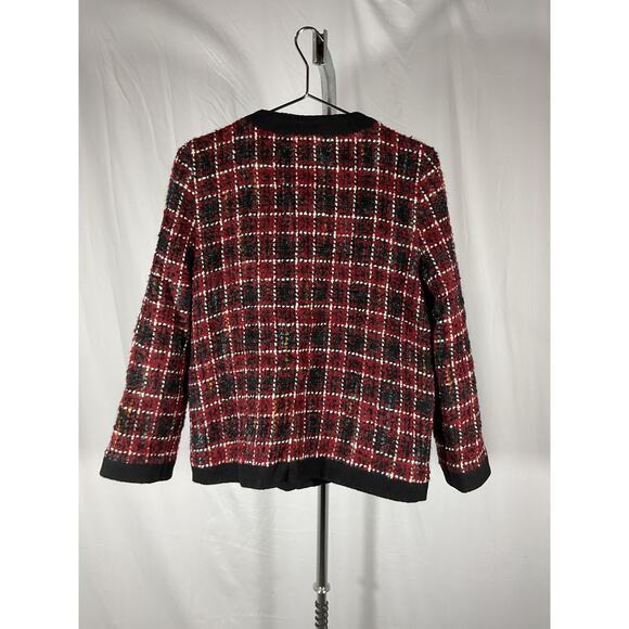 Anine Bing 'Lydia' Red Wool Checked Boucl�-Tweed Jacket Size S - Picture 3 of 5